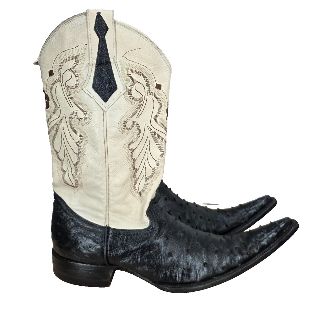 Vintage Tony Lama Cowboy Boots Mens 10 Full Quill Ostrich Western J Toe Crown